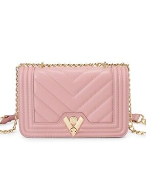 Valentino Orlandi Pink Quilted Crossbody Bag with Gold Hardware. NWOT